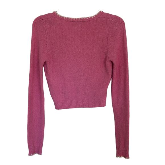 Zara Pink Knit Cropped Button Front Cardigan Size Small Coquette Fairy Cottage - Picture 3 of 7